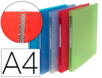 Classeur exacompta chromaline 4 anneaux 15mm a4 polypropylène dos 20mm coloris assortis