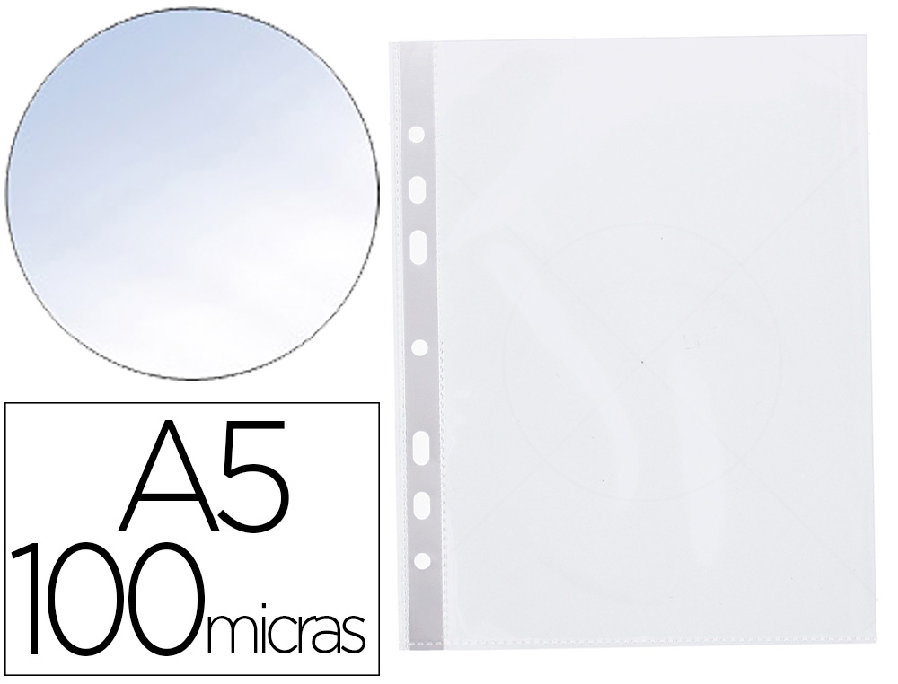 Pochette q-connect polypropylène 10/100e perforée ouverture dessus a5 148x210mm sachet 100 unités