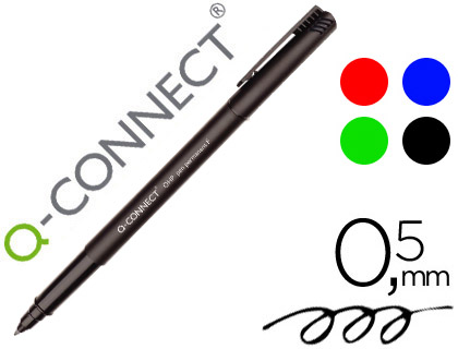 Stylo-feutre q-connect permanent pointe fine multi-supports cd/dvd plastique couleur noir pochette 4 unités