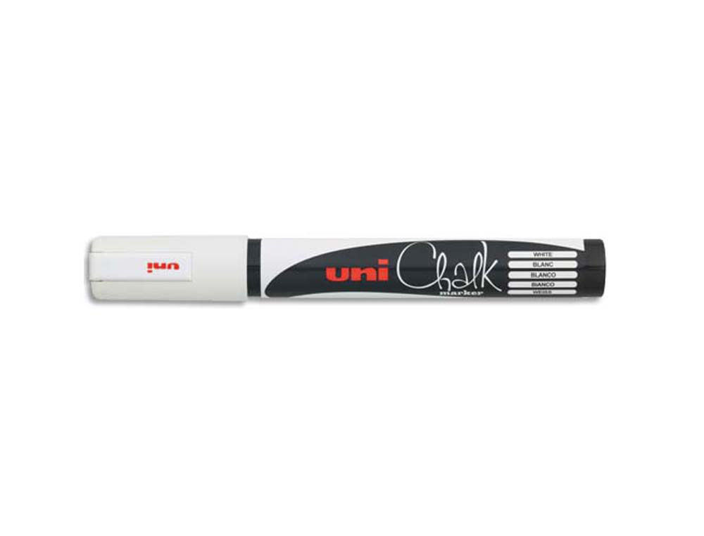 Marqueur uniball craie chalk marker pointe conique fine 1.8/2.5mm craie liquide couleur lumineuse blanc