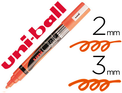 Marqueur uniball craie chalk fin 1.8/2.5mm ideale ardoise  s vitrines résiste pluie couleur lumineuse orange fluo