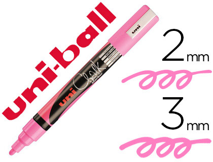 Marqueur uniball craie chalk marker pointe fine 1,8/2,5mm  craie liquide couleur lumineusrose fluo