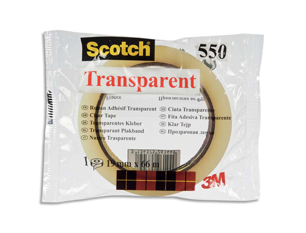 Ruban adhésif scotch transparent résistant 19mmx66m sachet