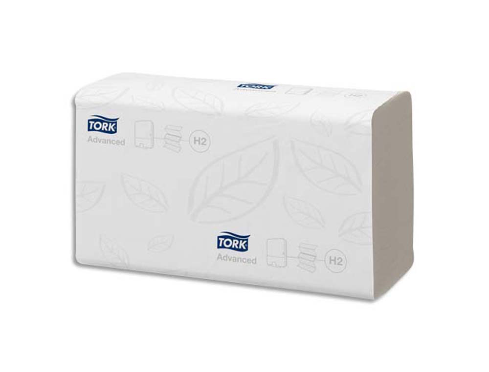 Essuie-mains tork h2 pliés en z motif torsade écolabel coloris blanc paquet 190 unités