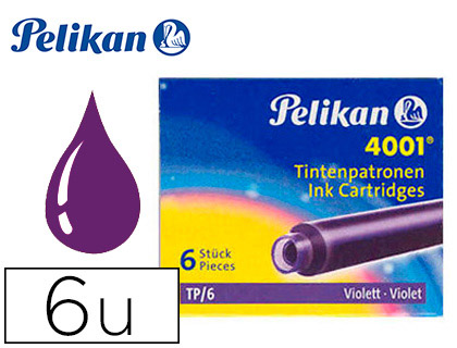 Cartouche pelikan courte standard violet étui 6 unités
