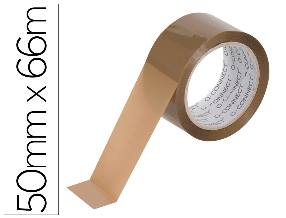 Ruban adhesif q-connect polypropylene 60 microns sans solvant recyclable silencieux 50mmx66m coloris havane