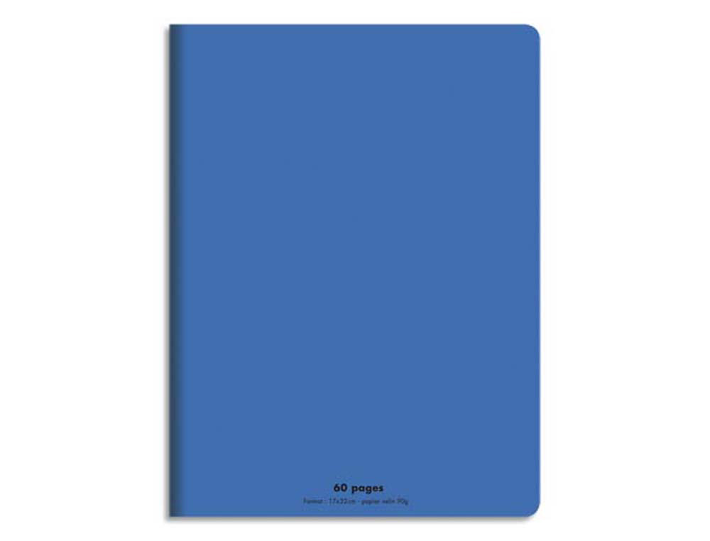 Cahier piqué conquérant classique couverture polypropylène rigide transparente 17x22cm 60 pages 90g séyès coloris bleu