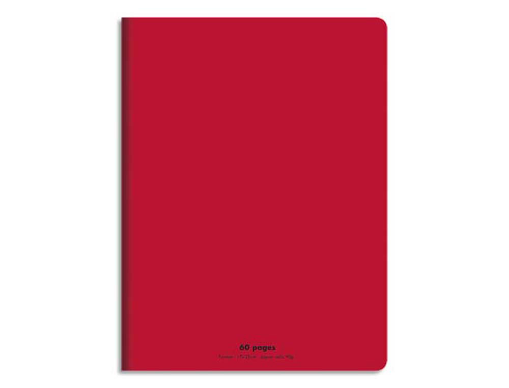 Cahier piqué conquérant classique couverture polypropylène rigide transparente a5+ 17x22cm 60 pages 90g séyès rouge