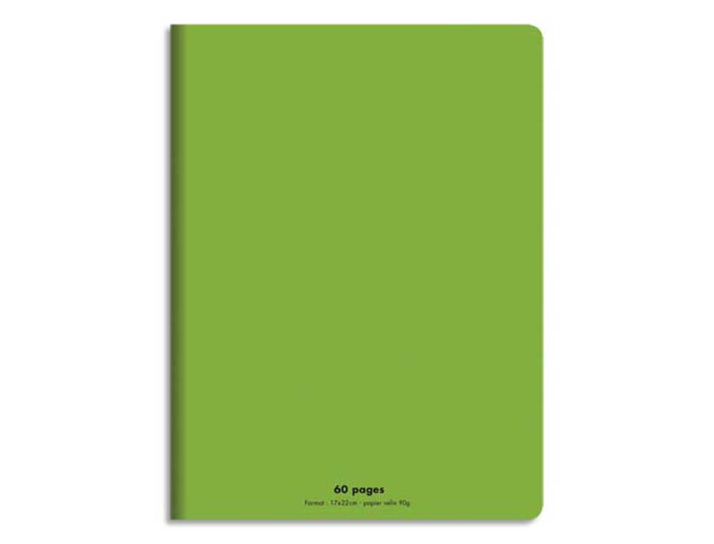 Cahier piqué conquérant classique couverture polypropylène rigide transparente 17x22cm 60 pages 90g séyès coloris vert
