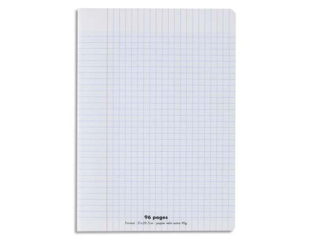 Cahier piqué conquérant classique couverture polypropylène rigide transparente a5+ 17x22cm 96 pages 90g séyès incolore