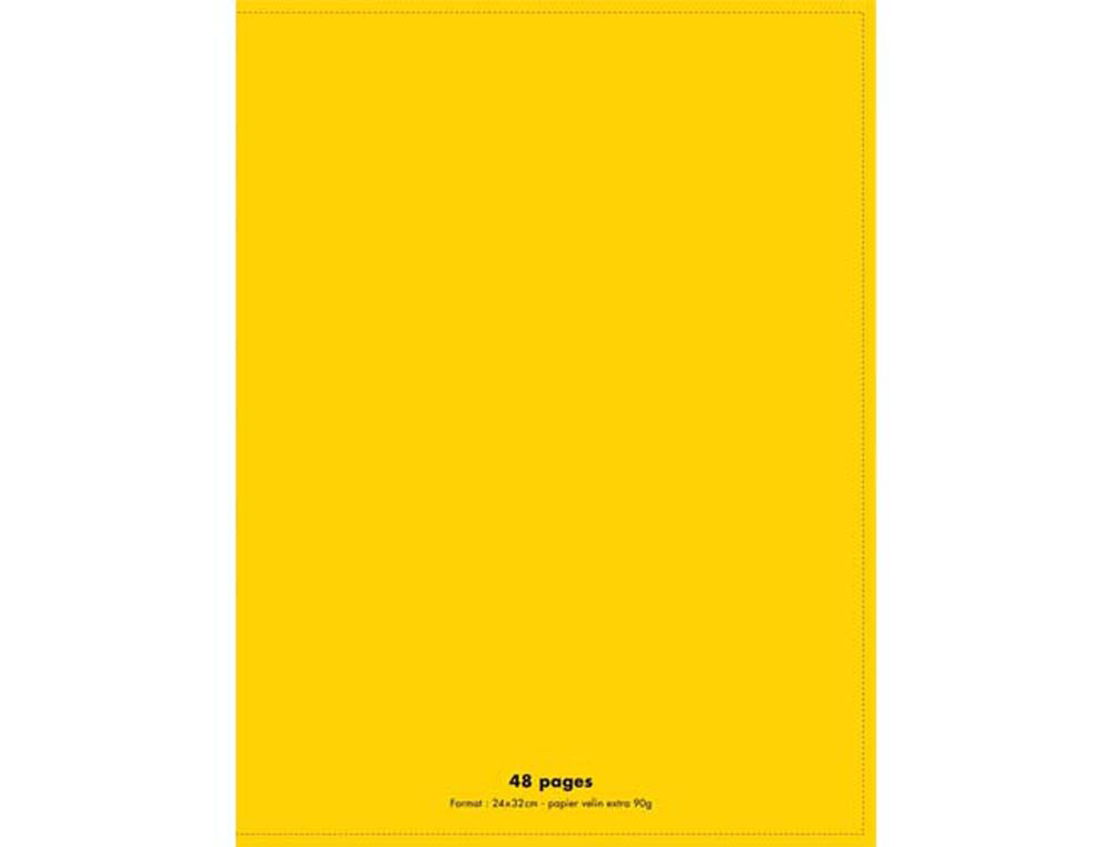 Cahier piqué conquérant classique couverture polypropylène rigide transparente a4+ 24x32cm 48 pages 90g séyès jaune