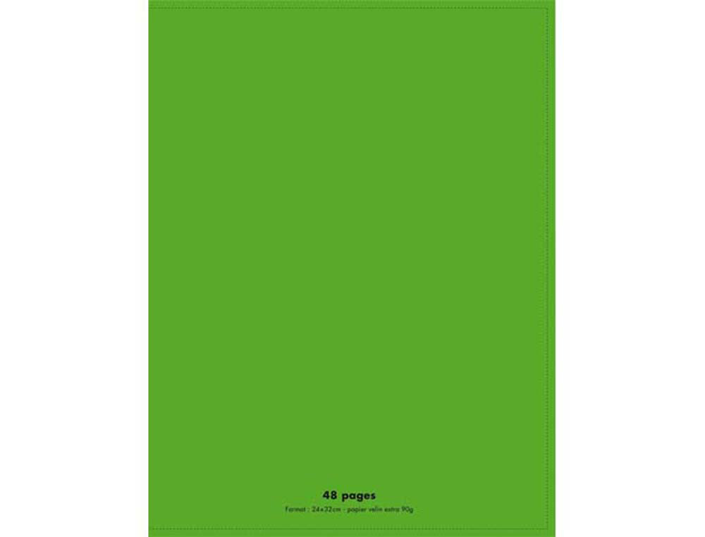 Cahier piqué conquérant classique couverture polypropylène rigide transparente a4+ 24x32cm 48 pages 90g séyès vert