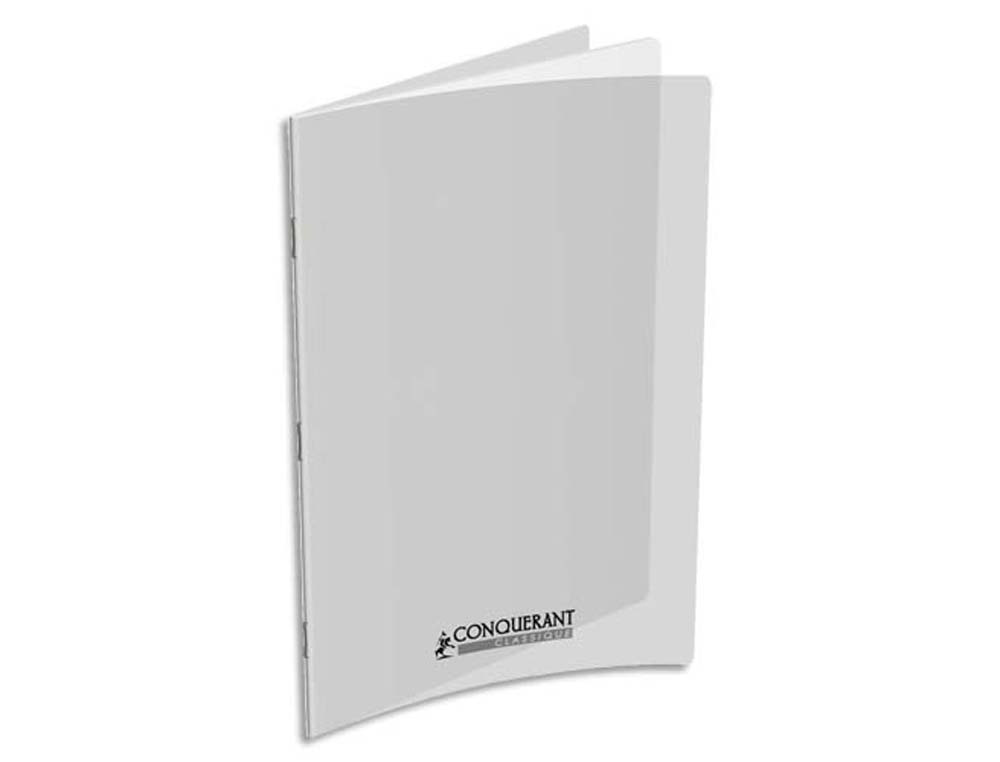 Cahier piqué conquérant classique couverture polypropylène rigide transparente a4+ 24x32cm 96 pages 90g uni incolore