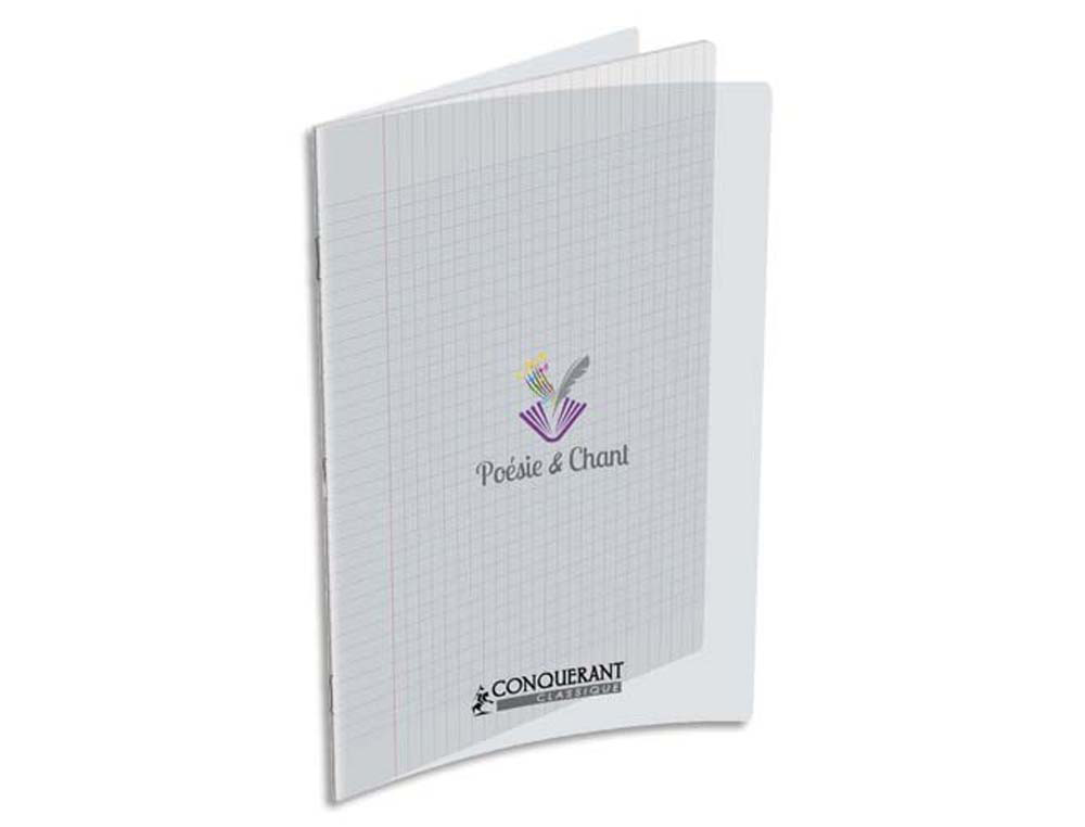 Cahier poésie piqué conquérant classique couverture transparente polypropylène a4+ 24x32cm 48 pages 90g séyès incolore