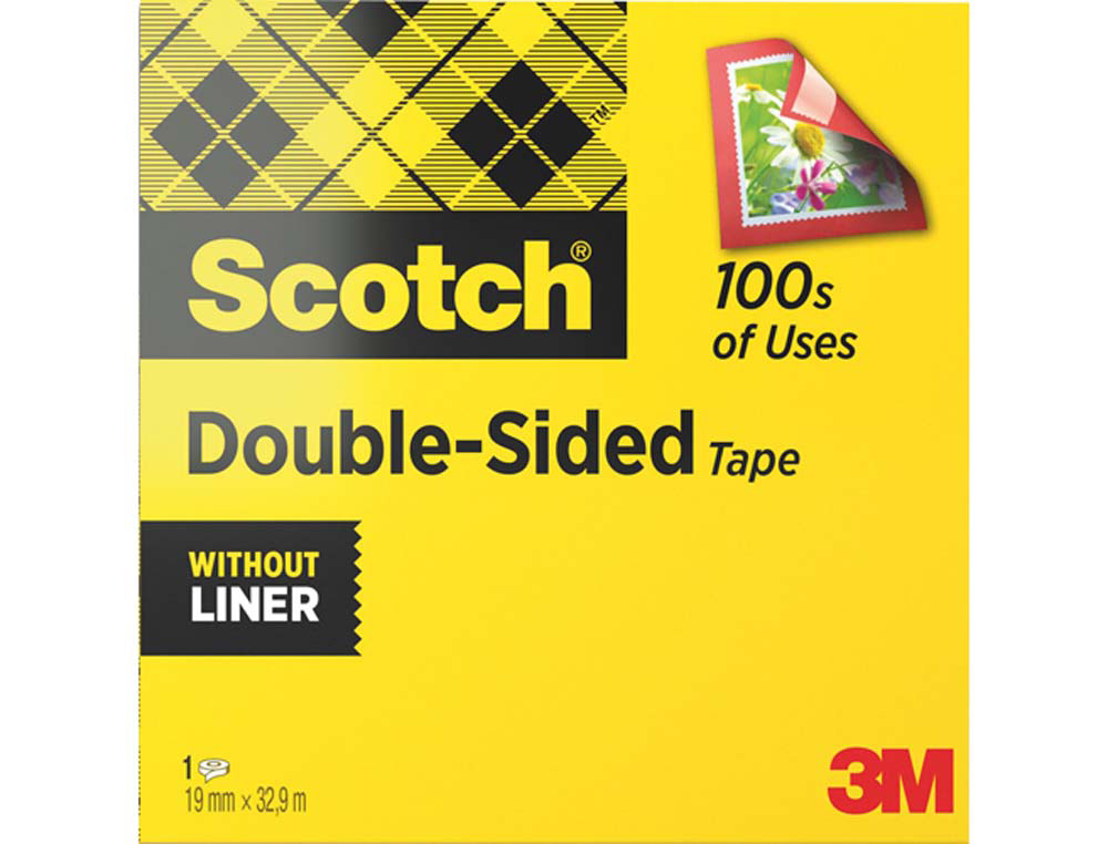 Ruban adhésif scotch double face 665 sans intercalaire 19mmx33m
