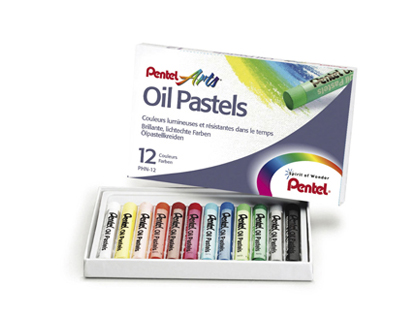 Pastel huile pentel corps rond enrobage papier non salissant diamètre 8mm boîte 432 unités