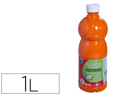 Gouache lefranc bourgeois liquide redimix non toxique fluide couvrante prête à l'emploi orange flacon 1000ml