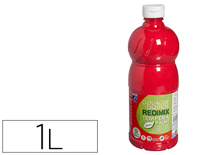Gouache lefranc bourgeois liquide redimix non toxique fluide couvrante prête à l'emploi rouge primaire flacon 1000ml