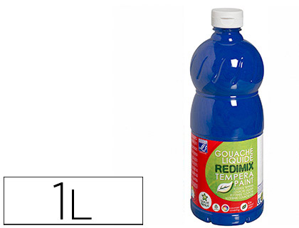 Gouache lefranc bourgeois liquide redimix non toxique fluide couvrante prête à l'emploi bleu outremer flacon 1000ml
