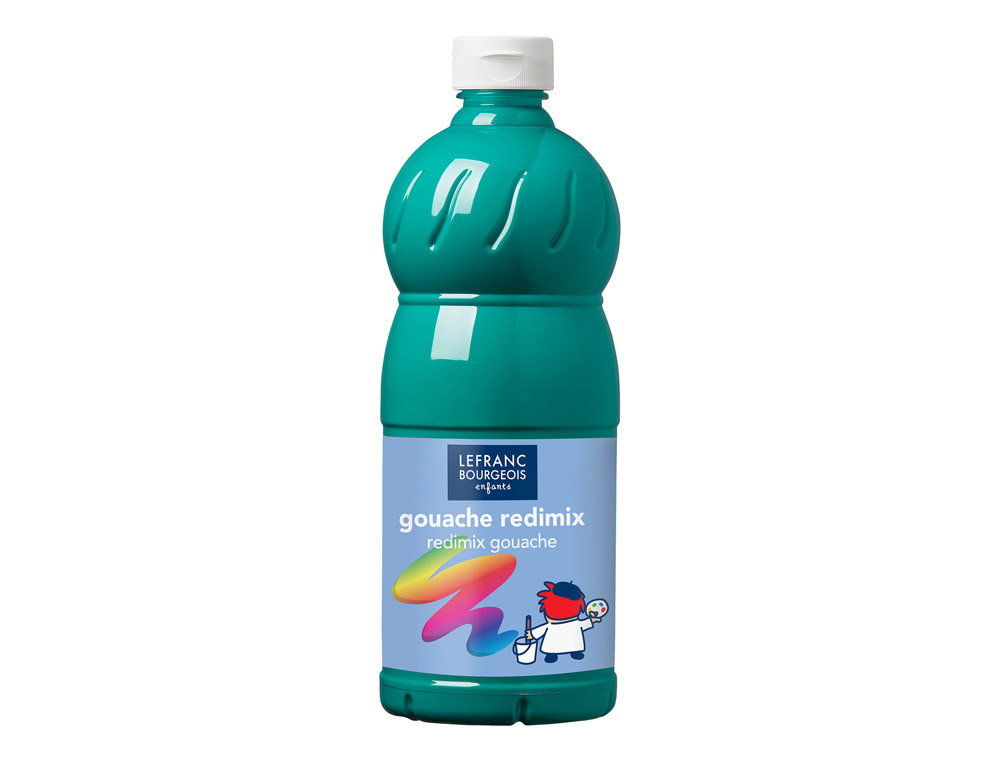 Gouache lefranc bourgeois liquide redimix non toxique fluide couvrante prête à l'emploi vert émeraude flacon 1000ml