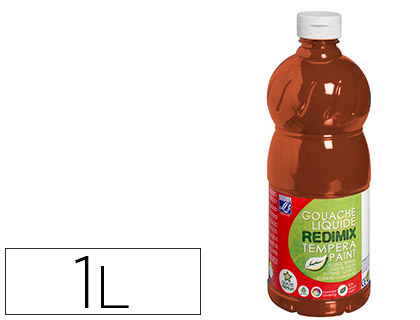 Gouache lefranc bourgeois liquide redimix non toxique fluide couvrante prête à l'emploi terre sienne flacon 1000ml