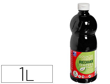 Gouache lefranc bourgeois liquide redimix non toxique fluide couvrante prête à l'emploi noir flacon 1000ml