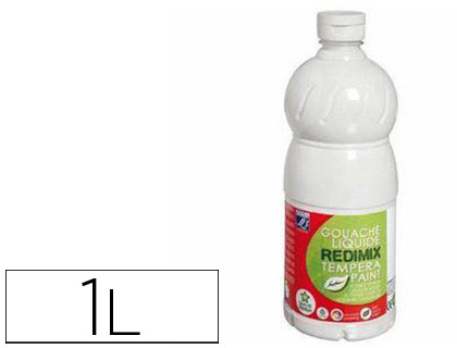 Gouache lefranc bourgeois liquide redimix non toxique fluide couvrante prête à l'emploi blanc flacon 1000ml