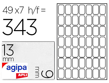 Étiquette adhésive apli agipa bureau 9x13mm pochette 343 unités
