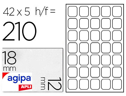 Étiquette adhésive apli agipa bureau 12x18mm pochette 210 unités