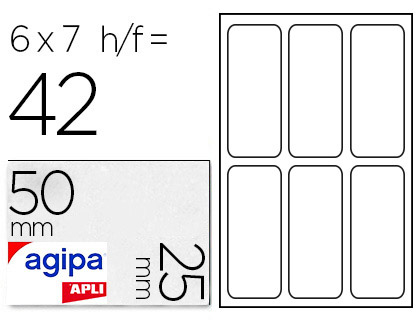 Étiquette adhésive apli agipa bureau 25x50mm pochette 42 unités