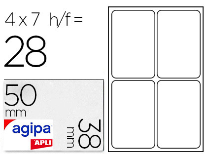Étiquette adhésive apli agipa bureau 38x50mm pochette 28 unités