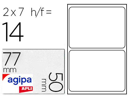 Étiquette adhésive apli agipa bureau 50x77mm pochette 14 unités