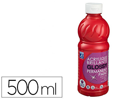 Peinture acrylique lefranc bourgeois glossy fluide brillante indélébile multi-supports rouge vif flacon 500ml