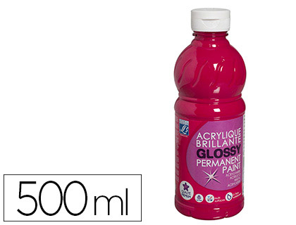 Peinture acrylique lefranc bourgeois glossy fluide brillante indélébile multi-supports rouge primaire flacon 500ml