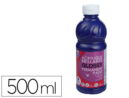Peinture acrylique lefranc bourgeois glossy fluide brillante indélébile multi-supports bleu outremer flacon 500ml