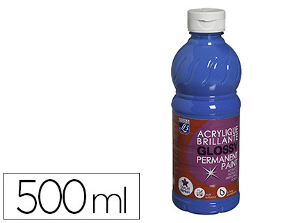 Peinture acrylique lefranc bourgeois glossy fluide brillante indélébile multi-supports bleu primaire flacon 500ml