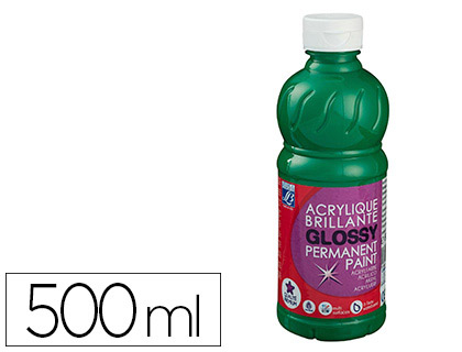 Peinture acrylique lefranc bourgeois glossy fluide brillante indélébile multi-supports vert brillant flacon 500ml