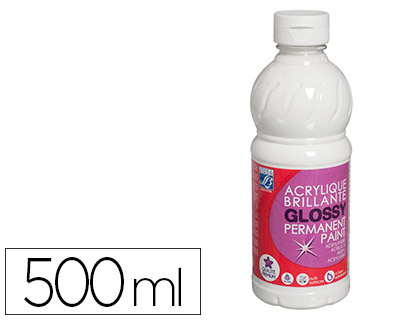 Peinture acrylique lefranc bourgeois glossy fluide brillante indélébile multi-supports blanc flacon 500ml