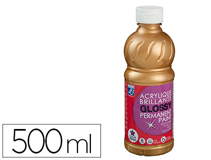 Peinture acrylique lefranc bourgeois glossy fluide brillante indélébile multi-supports or flacon 500ml