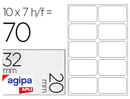 Étiquette adhésive apli agipa bureau 20x32mm pochette 70 unités