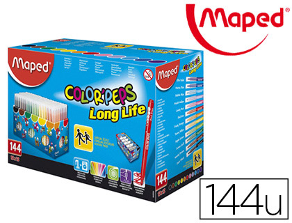 Feutre coloriage maped color'peps triangulaire encre ultra-lavable pointe bloquée coffret scolaire 144 unités
