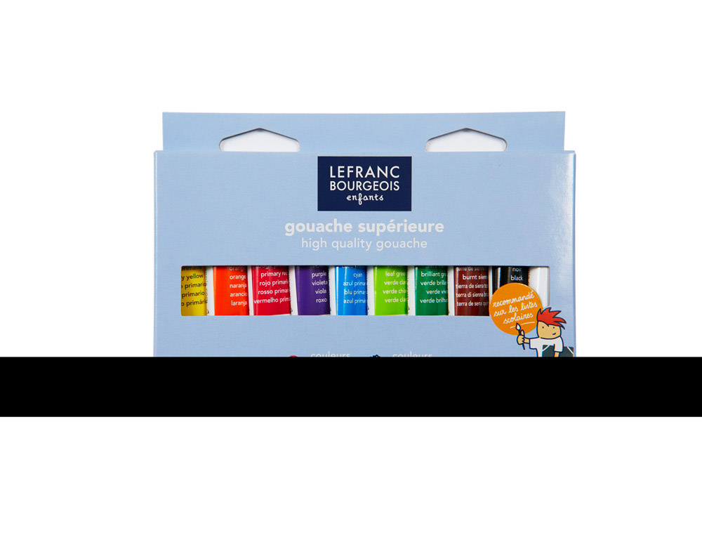 Gouache lefranc bourgeois sans composants toxiques boîte pegboardable 10 tubes 10ml