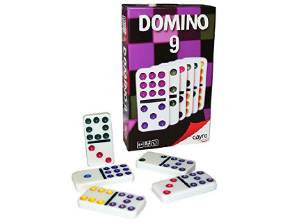 Jeu dominos en plastique grand format 2.5x5cm composé de 55 pièces 9 points 9 coloris 1/11 joues
