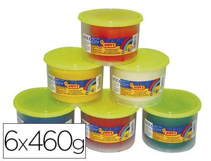 Pâte à modeler jovi box blandiver coloris assortis blanc jaune rouge vert bleu orange 6 pains 460g