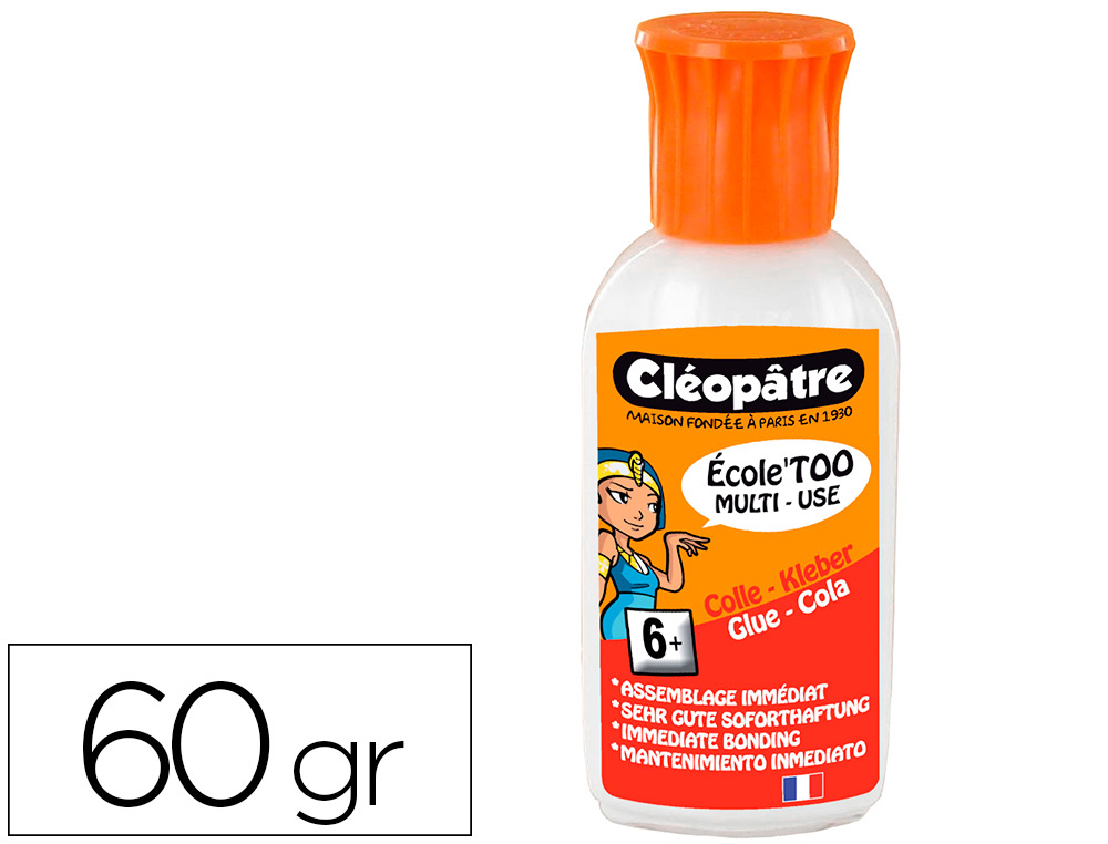 Colle cléopâtre extra forte multi-matériaux spéciale enfants lavable plastique verre métal mousse plastique flacon 60g