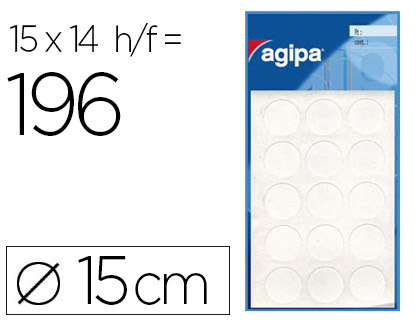 Pastille adhésive apli agipa diamètre 15mm permanente coloris blanc pochette 196 unités