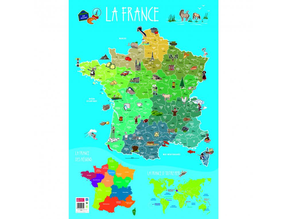 Poster bouchut grandrémy france 52x76cm 150g pelliculé effaçable à sec