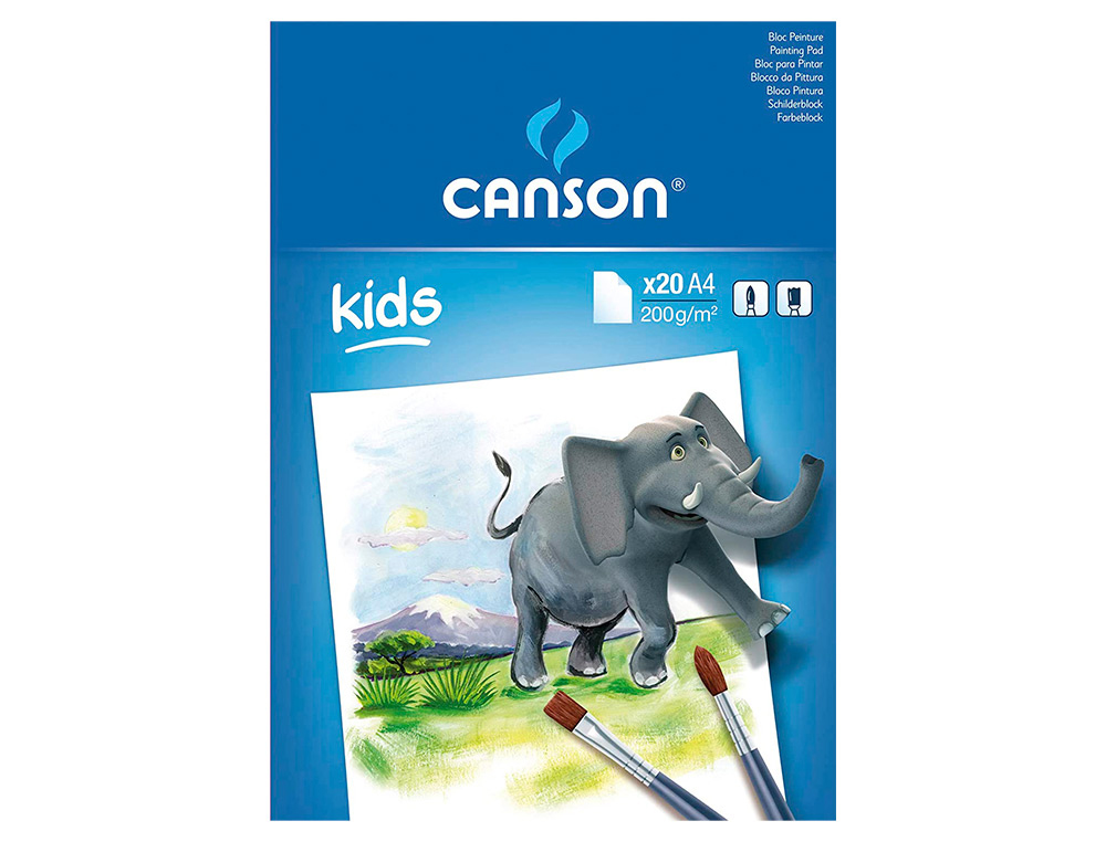 Bloc peinture canson papier dessin spécial gouache résistant eau 200g a4 210x297mm paquet 20f