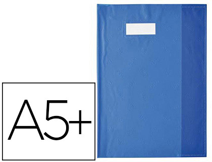 Protège-cahier elba styl'sms pvc opaque 12/100e sans phtalates porte-étiquette et étiquette 170x220mm bleu