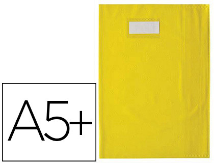 Protège-cahier elba styl'sms pvc opaque 12/100e sans phtalates porte-étiquette et étiquette 170x220mm jaune